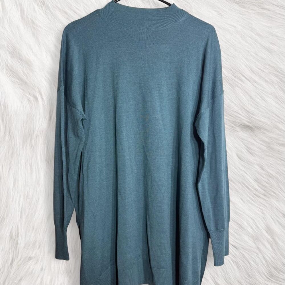 Uniqlo Wool Blend super soft Fall teal blue long sleeve high neck sweater - Med